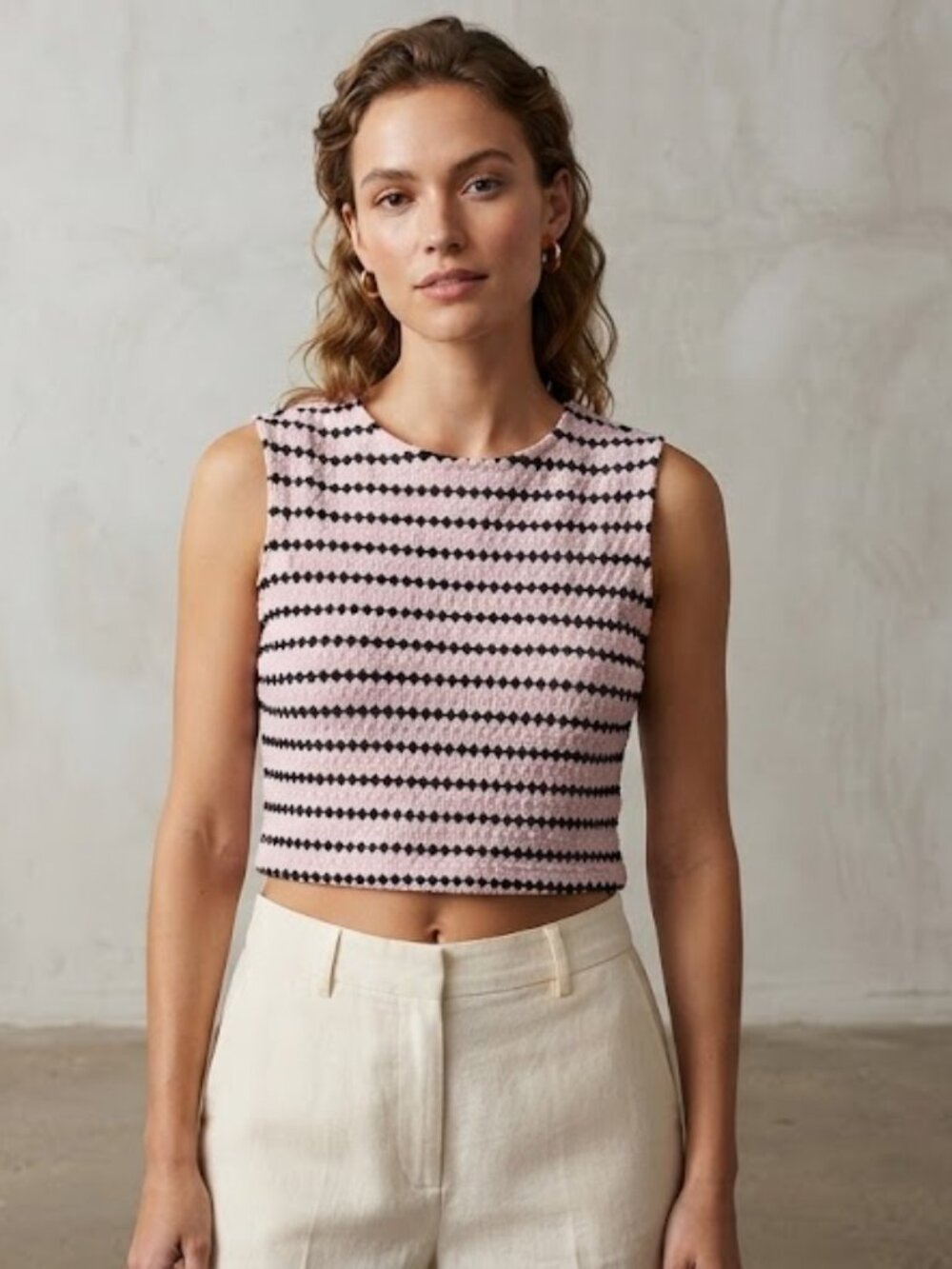 Pink and Black Cropped Tank Top